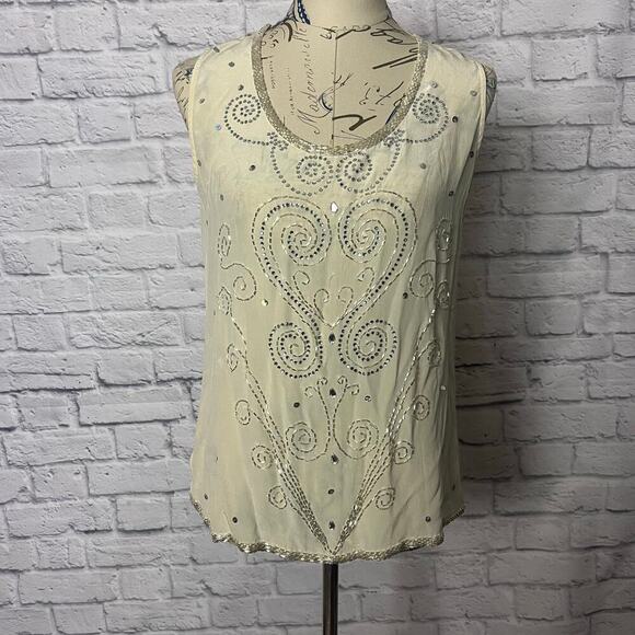 Vintage Diane Gilman Silk Beaded Tank - Picture 1 of 14